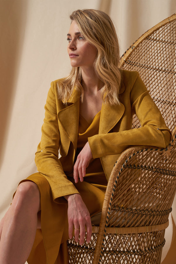 HALLE MUSTARD - Faux Suede Jacket