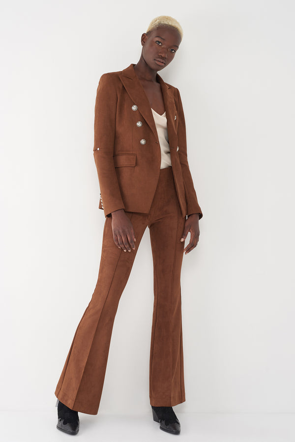 JEAN TOBACCO - FAUX-SUEDE MILITARY BLAZER