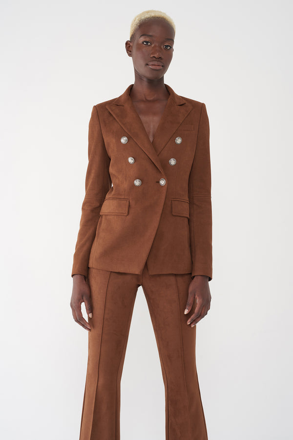 JEAN TOBACCO - FAUX-SUEDE MILITARY BLAZER